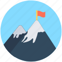 achievement, flag, goal, mission, mountain peak 