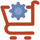 cart setting, cogwheel, shopping cart, supermarket, trolley 
