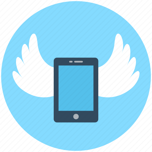 Device, mobile, mobile marketing, smartphone, wings icon - Download on Iconfinder