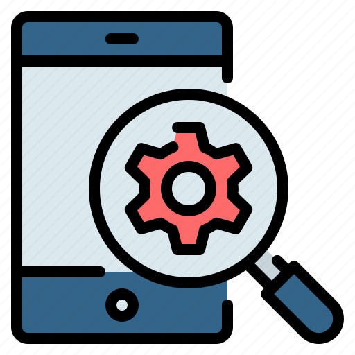 Gear, magnifying, magnifying glass, mobile, seo, setting, smartphone icon - Download on Iconfinder