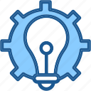 idea, innovation, light, bulb, gear, implement
