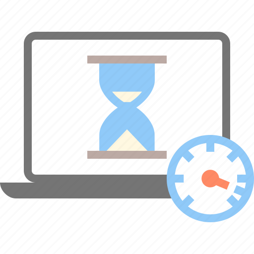 Accelerate, hourglass, laptop, optimization, speedometer, wait icon - Download on Iconfinder