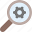 cog, gear, magnifying glass, search, setting, settings, zoom 