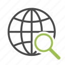 connection, globe, magnifying glass, network, search, seo, worldwide