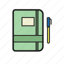 daily, notebook, pen, write icon