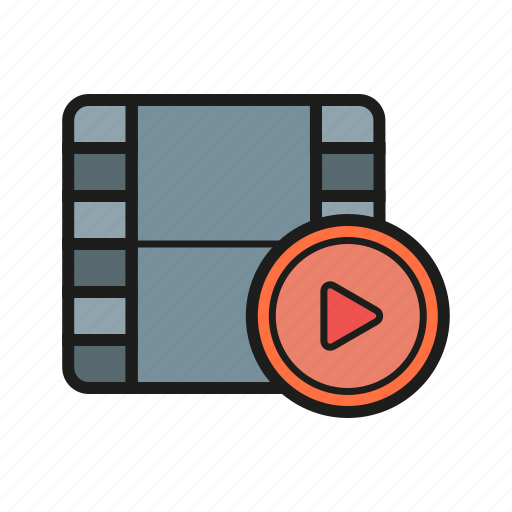 Movie reel, play button, video player, watch icon icon - Download on Iconfinder