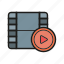 movie reel, play button, video player, watch icon 