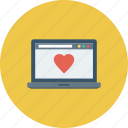 favorite, heart, laptop, online, web
