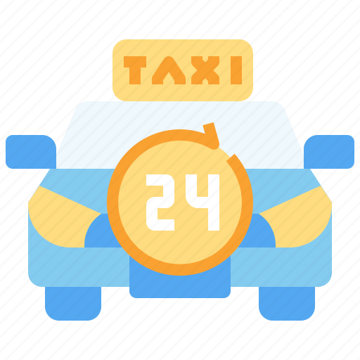 Taxi, car, vechicle, transport, hours, service icon - Download on Iconfinder