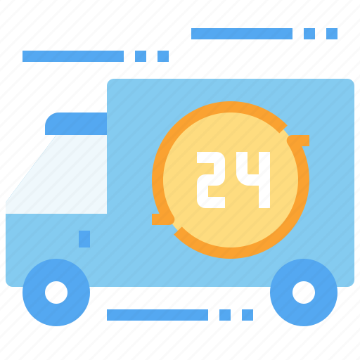 Truck, vehicle, transport, delivery, hours, service icon - Download on Iconfinder