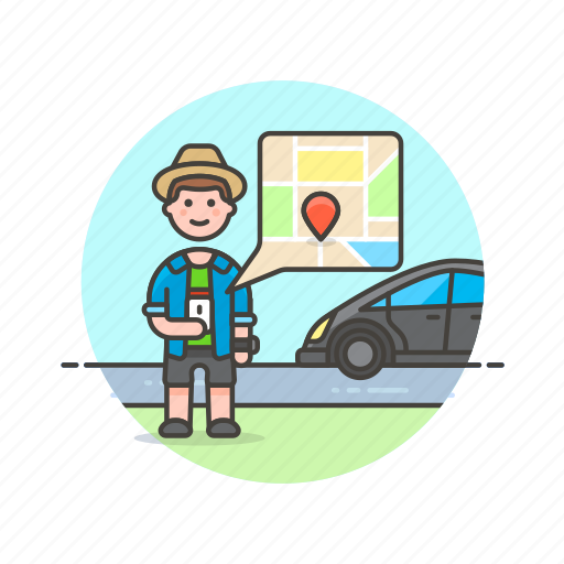 Application, driver, taxi, uber, car, gps, man icon - Download on Iconfinder
