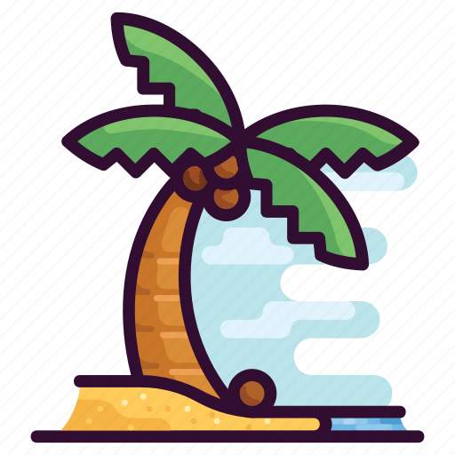Beach, coconut, palm, sea, summer, tree, vacation icon - Download on Iconfinder
