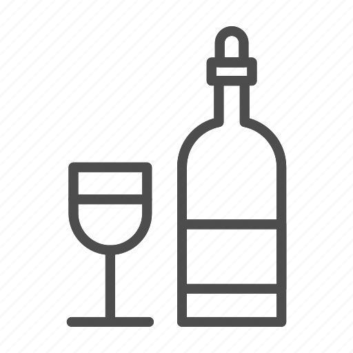 Bottle, wine, glass, drink, alcohol, isolated, bar icon - Download on Iconfinder