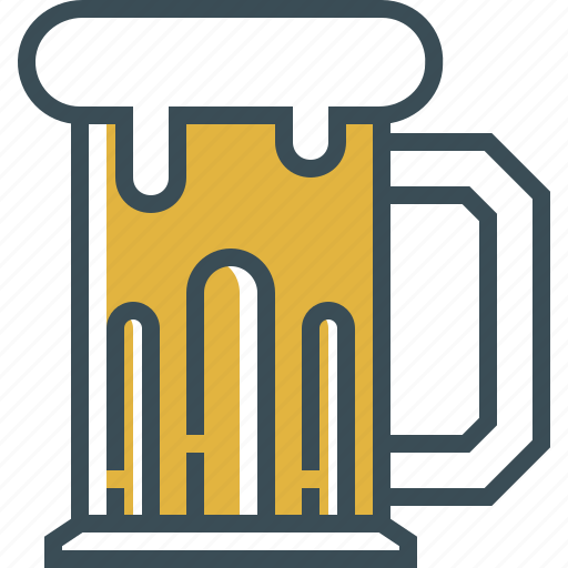 Beer, beer foam, beer glass, outline, yellow icon - Download on Iconfinder