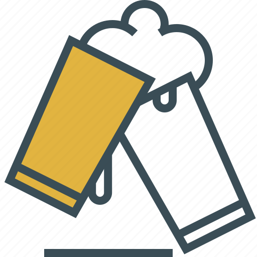 Beer, beer foam, outline, two glass of beer, yellow icon - Download on Iconfinder