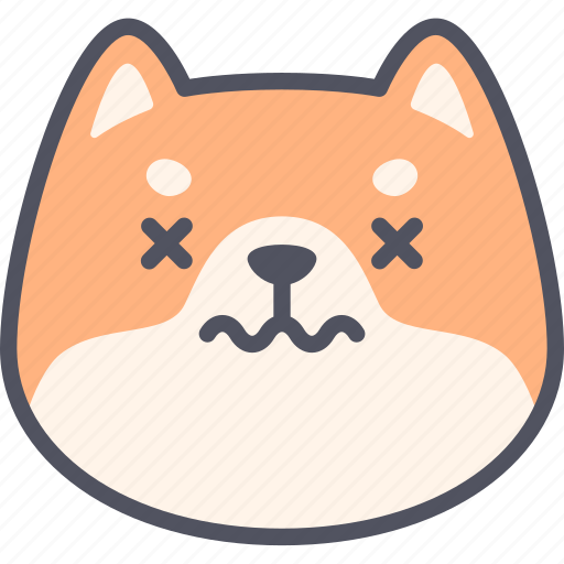 Dead, dog, emoticon, shiba inu, emoji, feeling, face icon - Download on Iconfinder