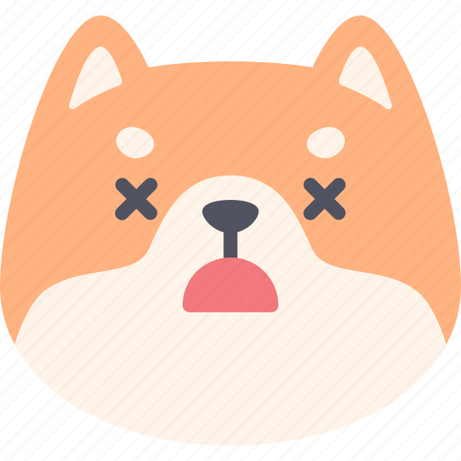 Dead, dog, emoticon, shiba inu, emoji, expression, feeling icon - Download on Iconfinder