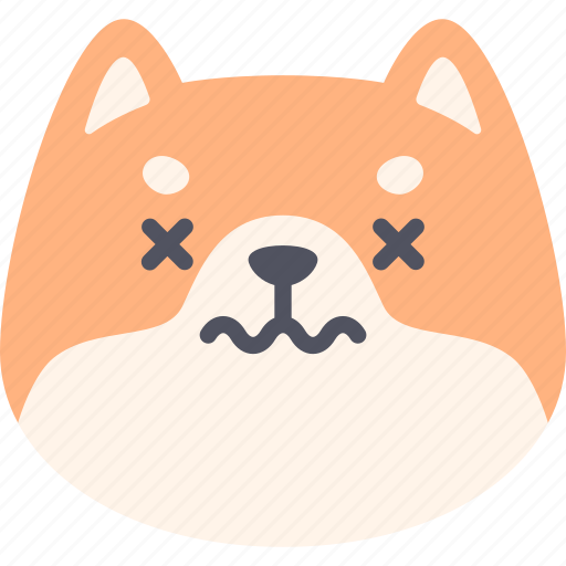 Dead, dog, emoticon, shiba inu, emoji, feeling, face icon - Download on Iconfinder