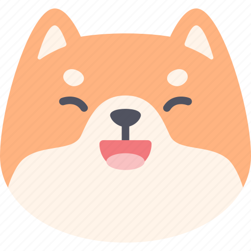 Laughing, dog, emoticon, shiba inu, emoji, emotion, expression icon - Download on Iconfinder