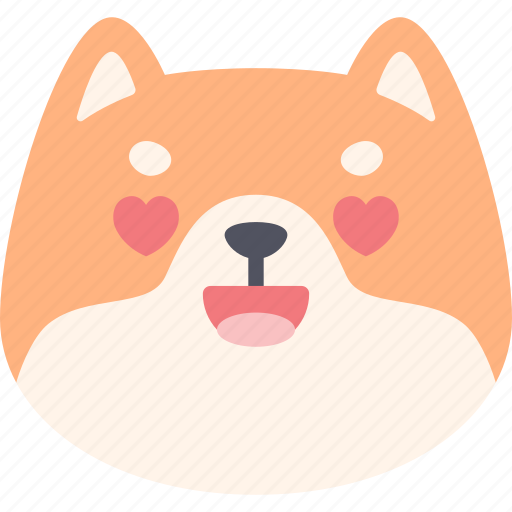 Love, dog, shiba inu, emoji, emotion, feeling, face icon - Download on Iconfinder