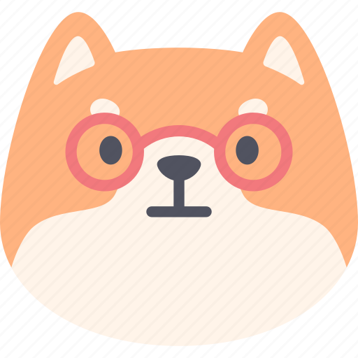Nerd, dog, shiba inu, emoji, expression, feeling, face icon - Download on Iconfinder