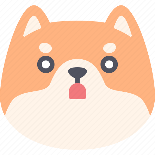 Shocked, dog, shiba inu, emoji, emotion, feeling, face icon - Download on Iconfinder