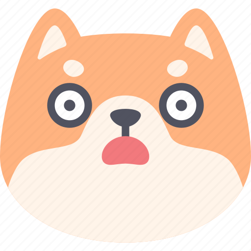 Shocked, dog, emoticon, shiba inu, emoji, emotion, expression icon - Download on Iconfinder