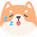 sleeping, dog, emoticon, shiba inu, emoji, emotion, expression 
