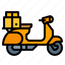 delivery, motorcycle, parcel, shipping, transportation
