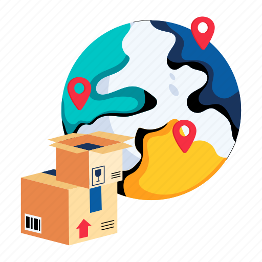 Global shipping, international delivery, international shipping, worldwide delivery, international freight illustration - Download on Iconfinder
