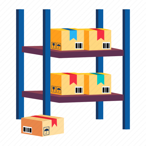 Warehouse shelves, warehouse rack, warehouse storage, parcel storage, storage room illustration - Download on Iconfinder