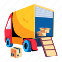 loading parcels, loading cargo, freight loading, truck loading, delivery truck 