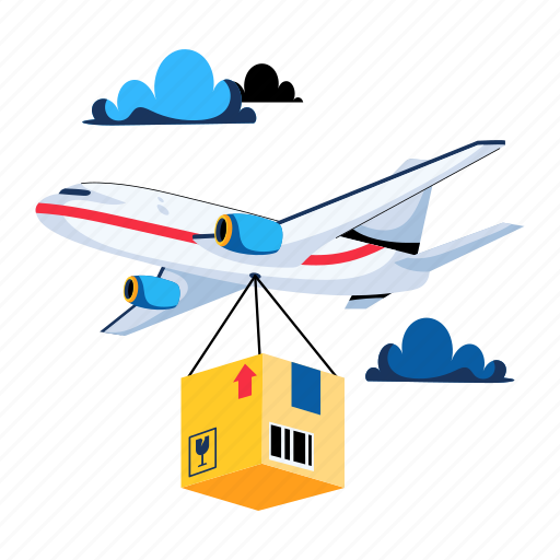 Air freight, air delivery, air cargo, air shipping, plane delivery illustration - Download on Iconfinder