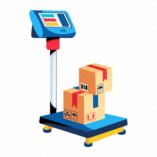 Freight weight, cargo weight, warehouse weight, weight scale, parcel weight illustration - Download on Iconfinder