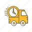 clock, delivery, deliverytime, fast, fast delivery, truck 