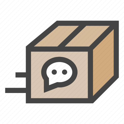 Chat, shipping, box, delivery, package, bubble icon - Download on Iconfinder