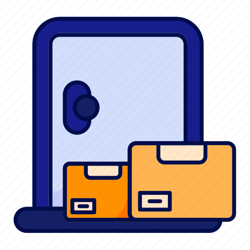Door, package, arrived, box, delivery icon - Download on Iconfinder