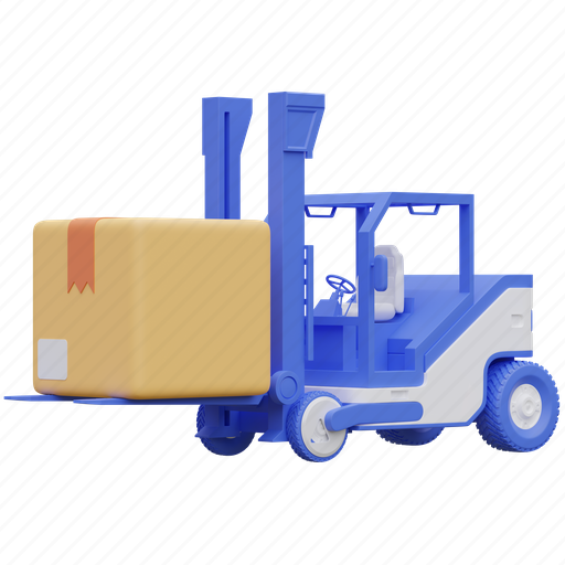 Forklift, delivery, shipping, logistic, box, cargo, warehouse 3D illustration - Download on Iconfinder