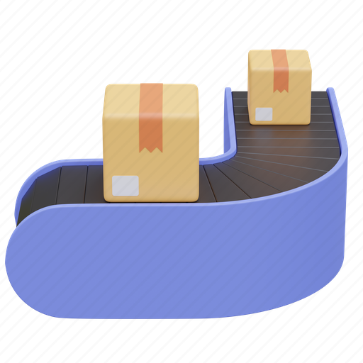 Conveyor belt, delivery, shipping, package, parcel, box, cargo 3D illustration - Download on Iconfinder