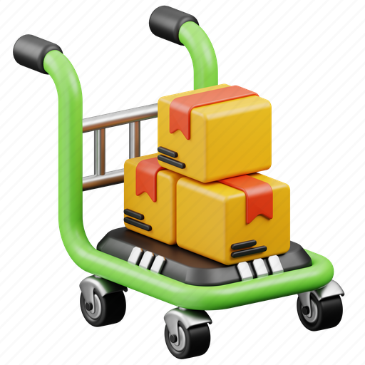 Logistic, trolley, cart, box, shopping, ecommerce, package 3D illustration - Download on Iconfinder