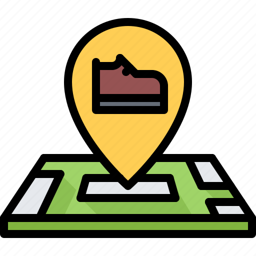 Boot, shoe, pin, location, map, shoemaker, workshop icon - Download on Iconfinder