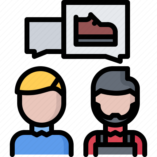 Consultation, dialogue, people, boot, shoe, shoemaker, workshop icon - Download on Iconfinder