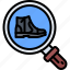 shoes, search, magnifier, footwear, boot, clothes, shop 