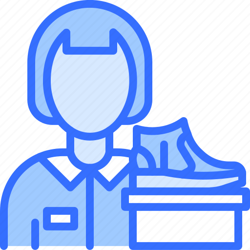 Shoes, box, seller, woman, footwear, boot, clothes icon - Download on Iconfinder