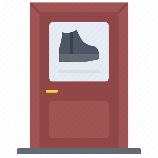 Shoes, door, sign, signboard, footwear, boot, clothes icon - Download on Iconfinder