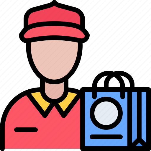 Courier, man, bag, shop, store, commerce, ecommerce icon - Download on Iconfinder