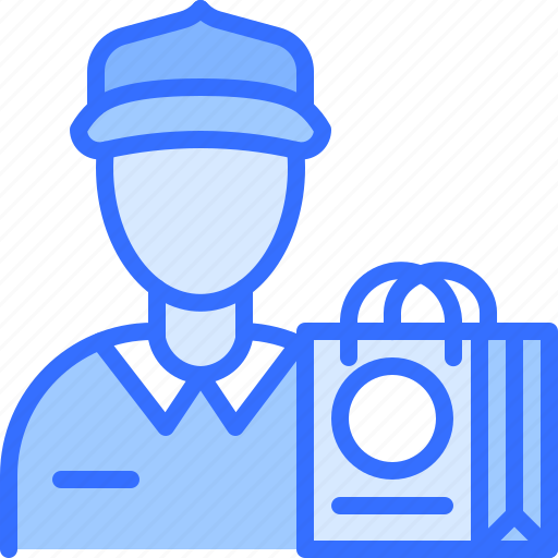 Courier, man, bag, shop, store, commerce, ecommerce icon - Download on Iconfinder