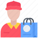 courier, man, bag, shop, store, commerce, ecommerce