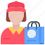 courier, woman, bag, shop, store, commerce, ecommerce 