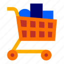 trolley, full, shopping, buy, shop